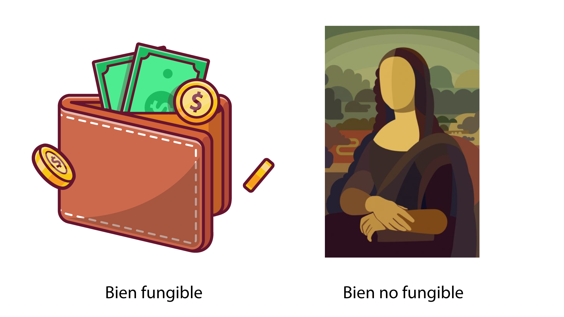 Comparación de fungible y no fungible