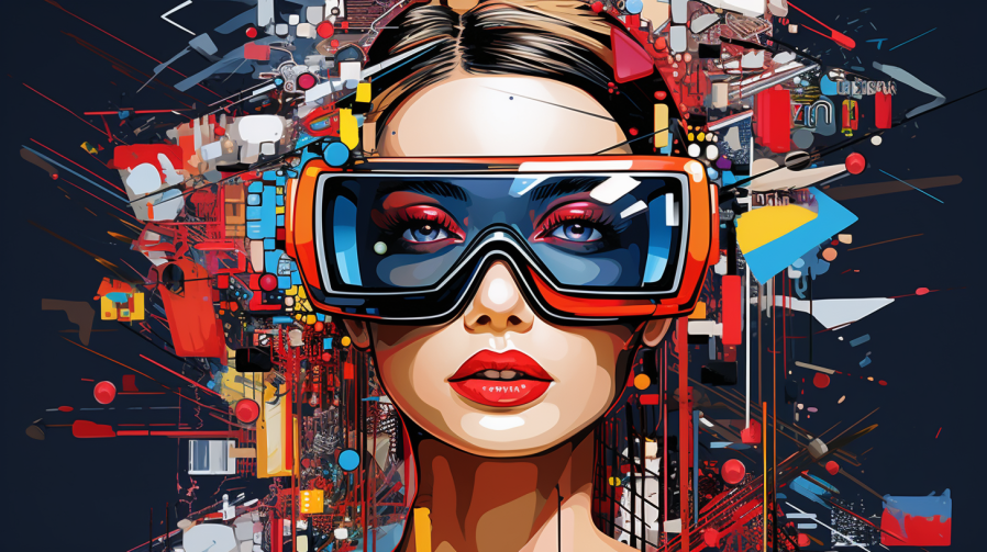 pop art, collage of new technology gadgets