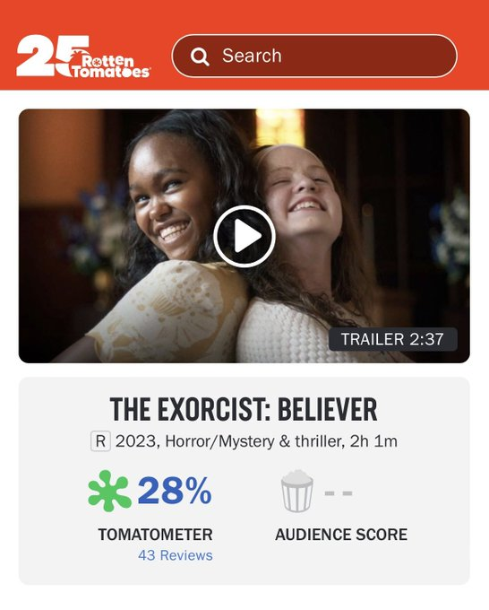 The Exorcist Believer debuta con 28% en Rotten Tomatoes