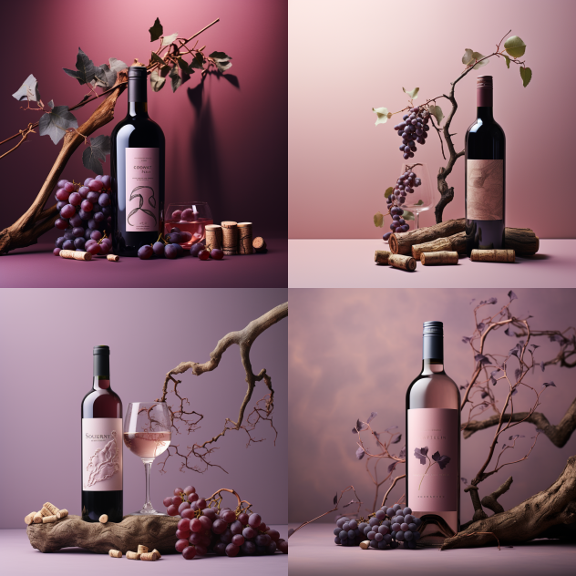 Imagen de producto de un Vino creada en Midjourney
