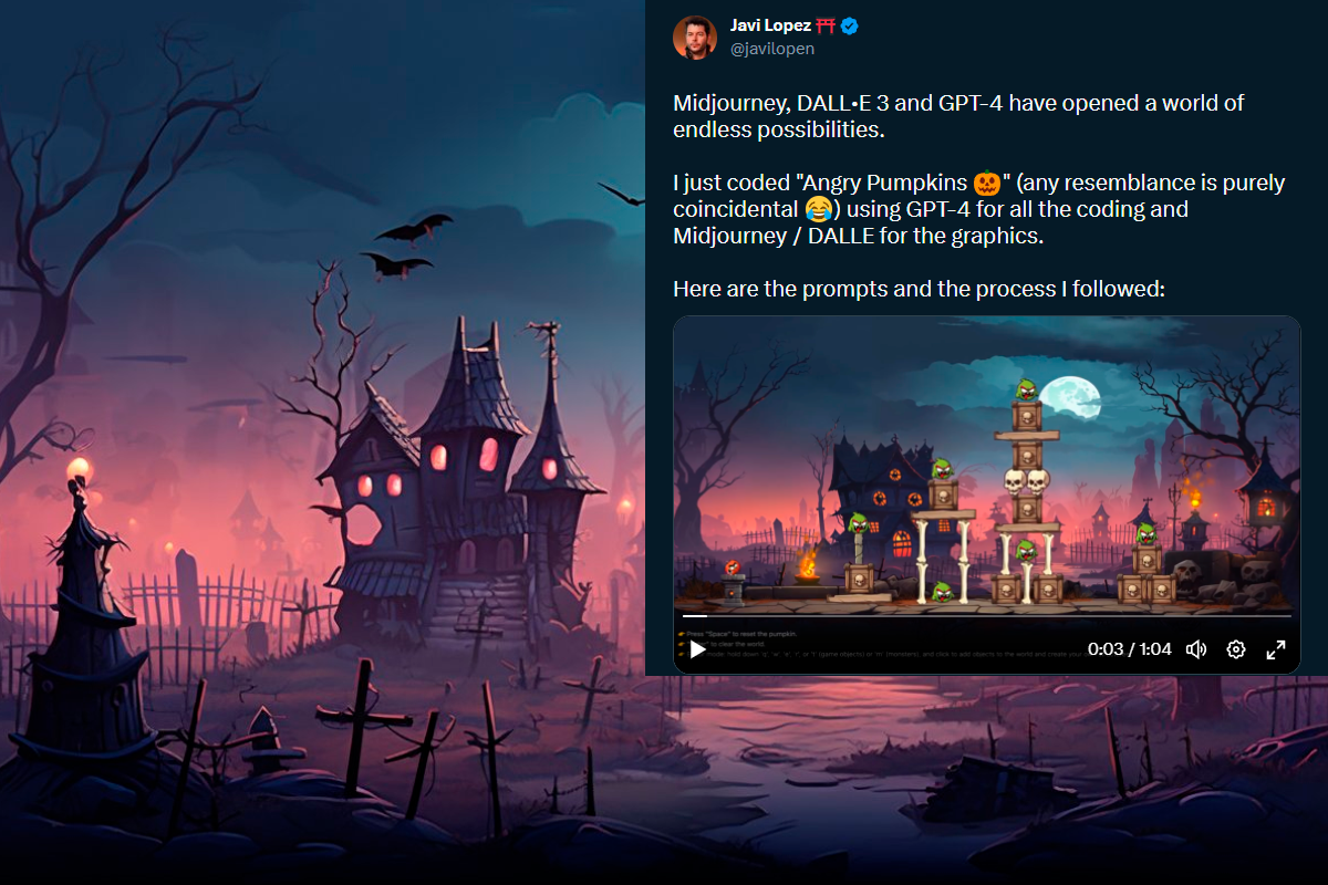 Clon de 'Angry Birds' con inteligencia artificial Chat GPT-4 DALL-E 3 MidJourney
