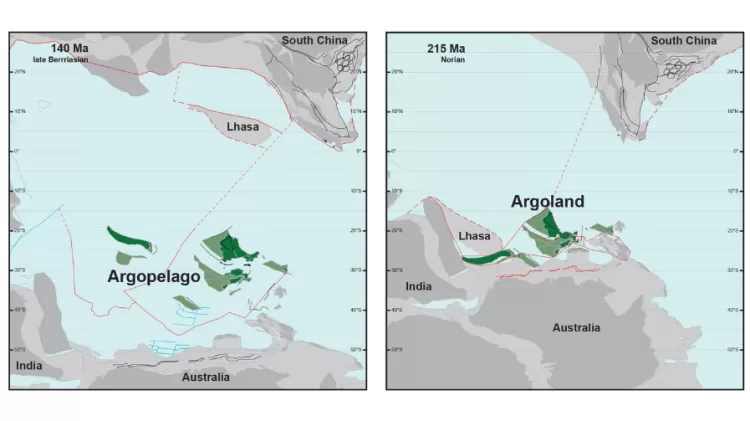 El mapa muestra dónde está Argoland, un continente perdido, según los científicos Imagen: Divulgación/Universidad de Utrecht