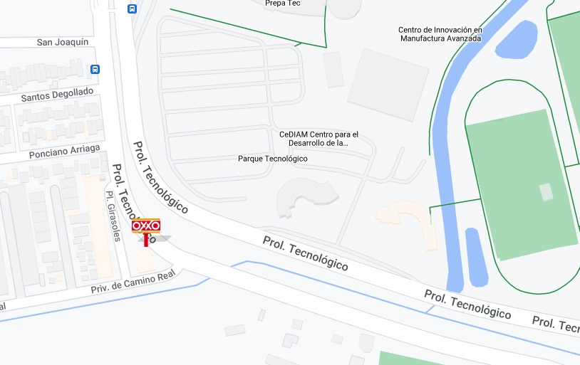 El "Michi OXXO" se encuentra en: Calle Prolongación Tecnológico #700-1, Colonia San Pablo Tecnológico, C.P. 76150