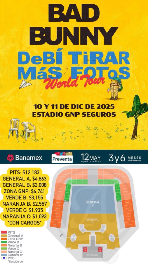 precios oficiales how de Bad Bunny en el estadio GNP seguros en México