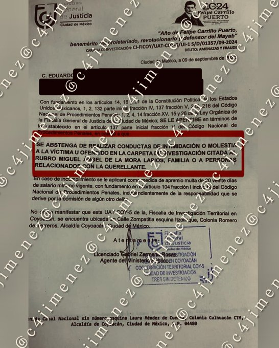 Miguel Ángel había denunciado a Eduardo E - Fuente: C4Jimenez